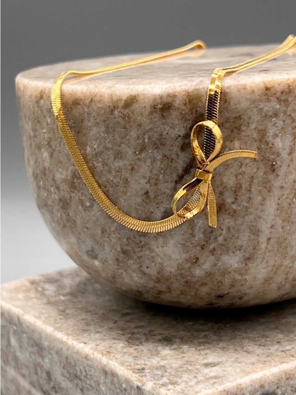 Elegant Gold Bow Pendant Necklace - Stainless Steel